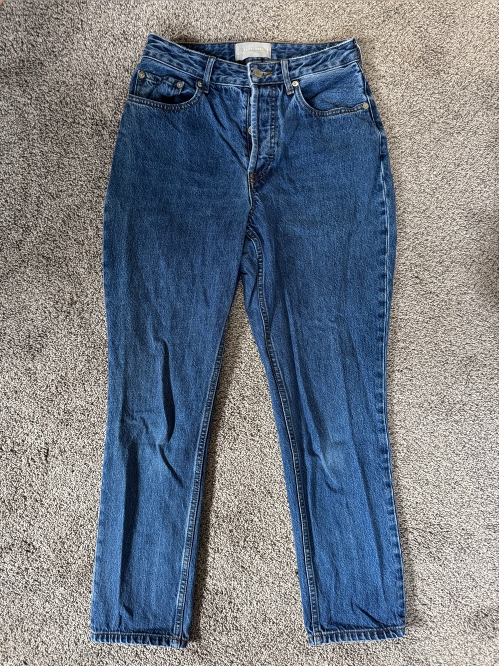 Everlane High-Rise Straight Jeans in Blue Denim